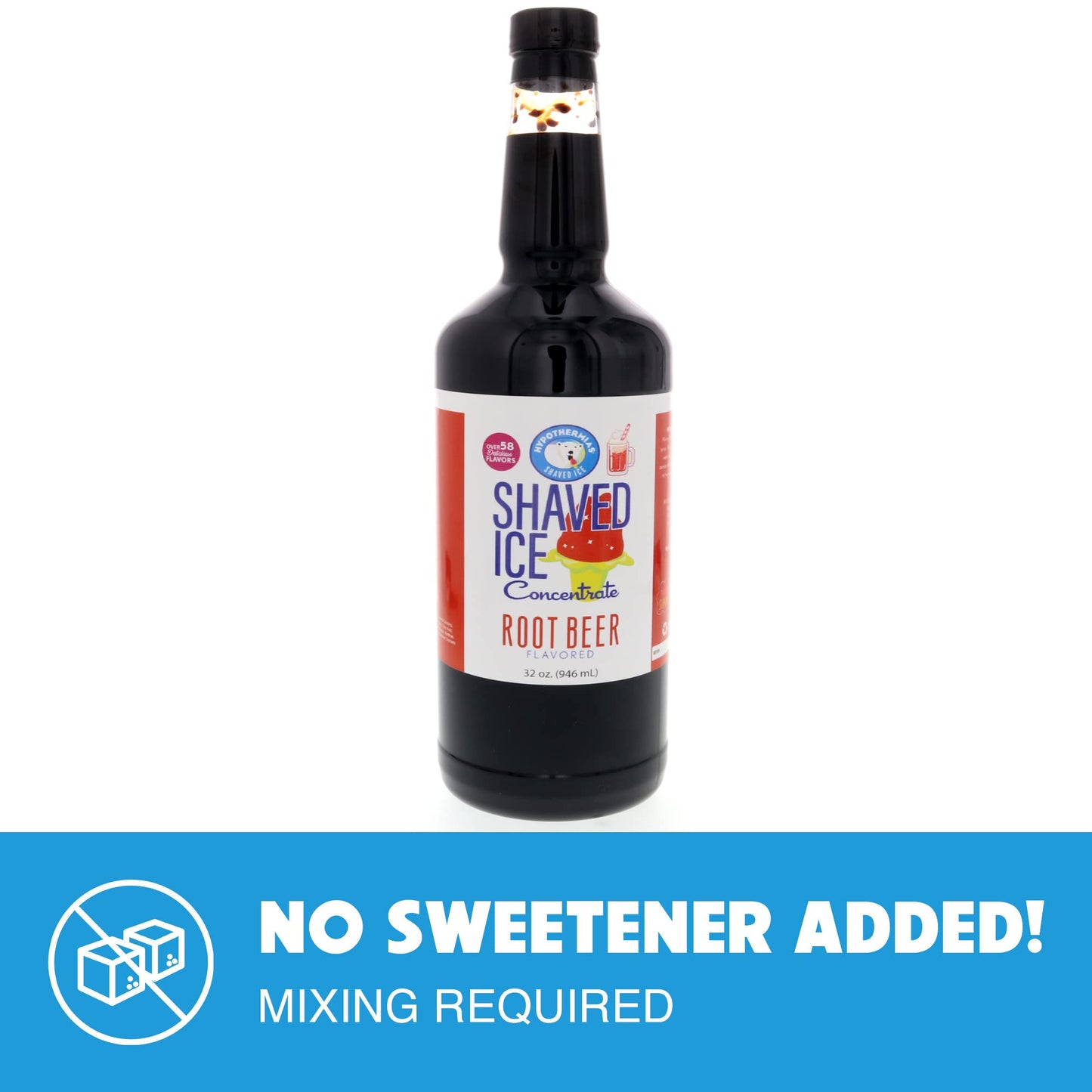 Hypothermias Shaved Ice Syrup Concentrate - Root malt-inspired Flavor - 32 Fl Oz - Makes 8 Gallons - Unsweetened, Add Sweetener & Water