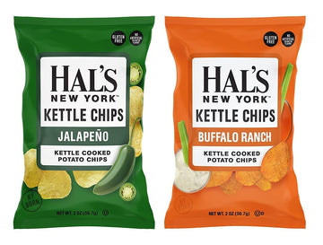 Hal's New York Kettle Cooked Potato Chips, Gluten Free, 2oz (Spicy Variety, Pack of 24)