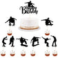 LVEUD 7PCS Skateboard Happy Birthday Cake Topper,Black Glitter Happy Birthday Skateboard Cake Topper for Skateboard Birthday Par