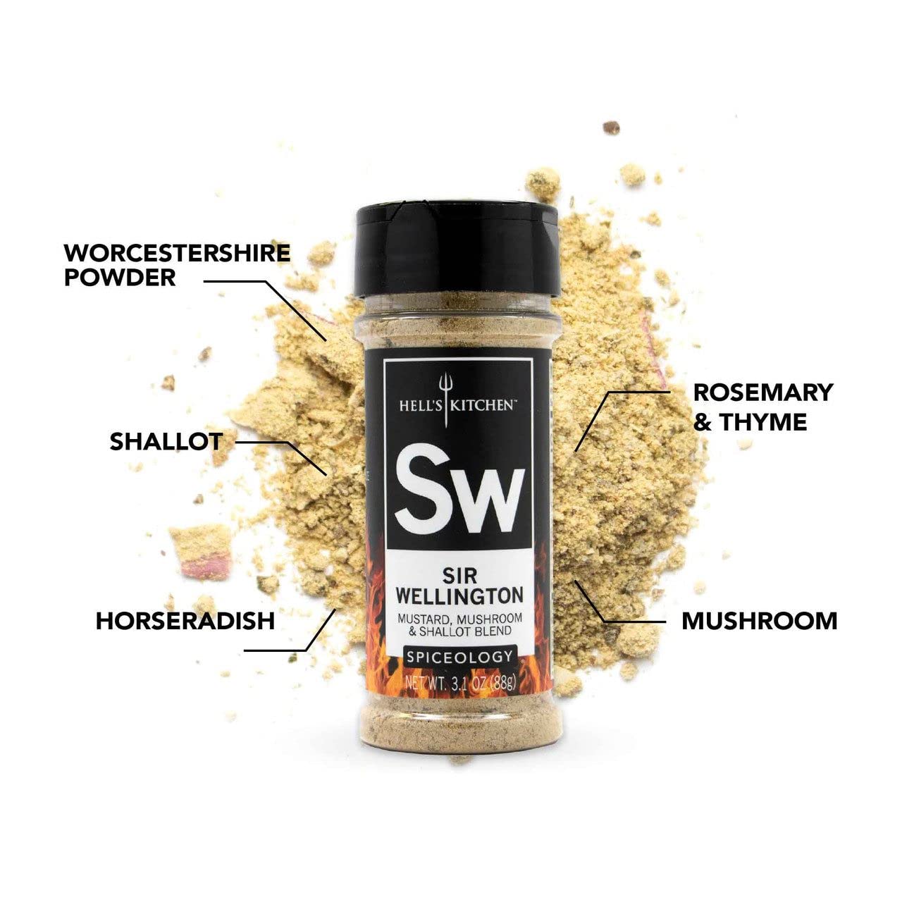 Spiceology & Hells Kitchen - Sir Wellington - Mustard, Mushroom and Shallot Spice Blend - Savory Meat Seasoning - 3.2 oz