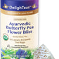 DelighTeas Organic Butterfly Pea Flower Tea with Ginger & Lemongrass, 16 Pyramid Tea Bags, USDA Organic, Vegan, Caffeine Free