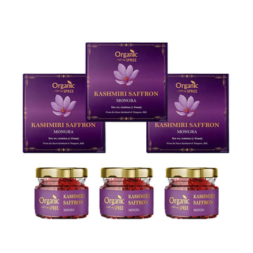 Organic Spree Kashmiri Saffron Kesar, Certified Grade A++, 1gm Threads, Pack of 3, Pure and Natural