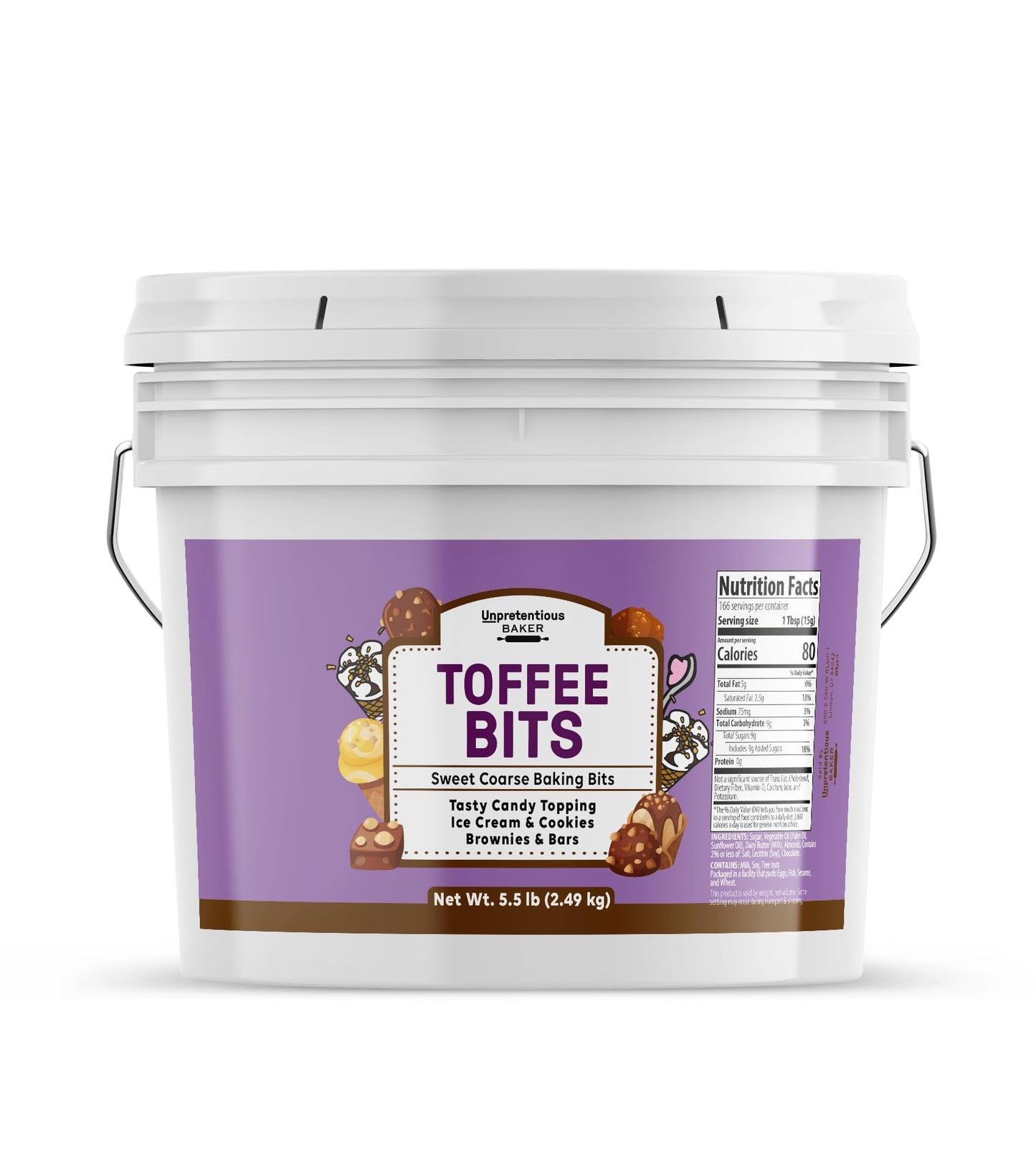 Unpretentious Toffee Bits Ice Cream Topping & Baking 88 Ounce (1 Gallon)
