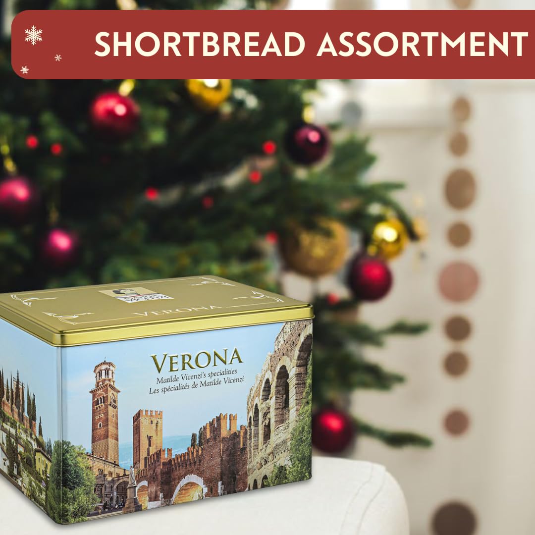 Matilde Vicenzi Verona Gift Tin, Assortment Of Italian Pastries And Cookies, 32Oz (907G)