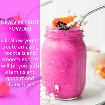 Dragon Fruit Powder, Pitahaya Pitaya Powder, Pure All Natural For Baking, Flavoring, Smoothies, Beverage, 8 Oz