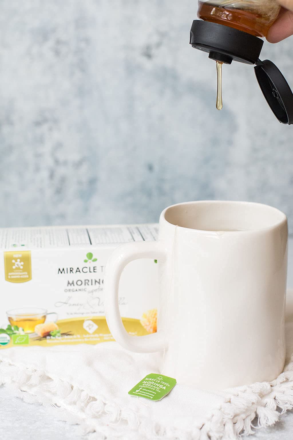 Tree Organic Moringa Superfood Tea - 25 Individually Sealed Bags, Honey & Vanilla, 3 Count Pack, Keto, Vegan, Gluten-Free
