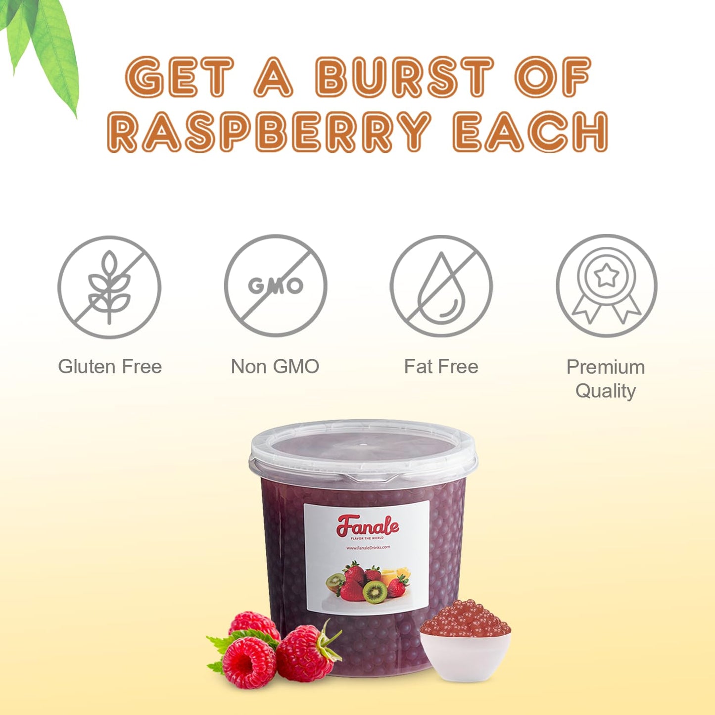 Fanale Popping Boba Pearls For Bubble Tea - 7 Lb | Raspberry | Bursting Boba Pearls Bubble | Fruit Juice Flavor For Shakes, Dess