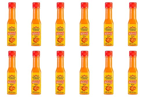 Mexico Lindo Red Habanero Hot Sauce | Real Red Habanero Chili Pepper | 78,200 Scoville Level | Enjoy With Mexican Food, Seafood & Pasta | 5 Fl Oz Bottles (Pack Of 12)