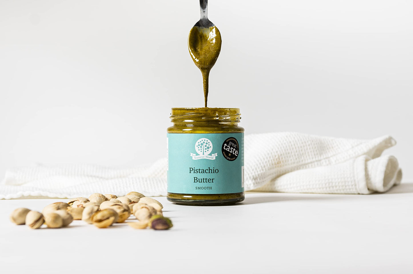 Nutural World - Smooth Pistachio Butter 35 Oz (1Kg) / 100% Pure Single Ingredient - Great Taste Award Winner