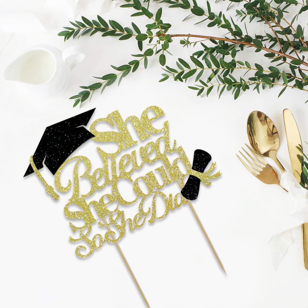 She Believed She Could So She Did Cake Topper For Graduation Decorations, 2024 Graduation Cake Topper, Congrats Grad 2024 Gradua