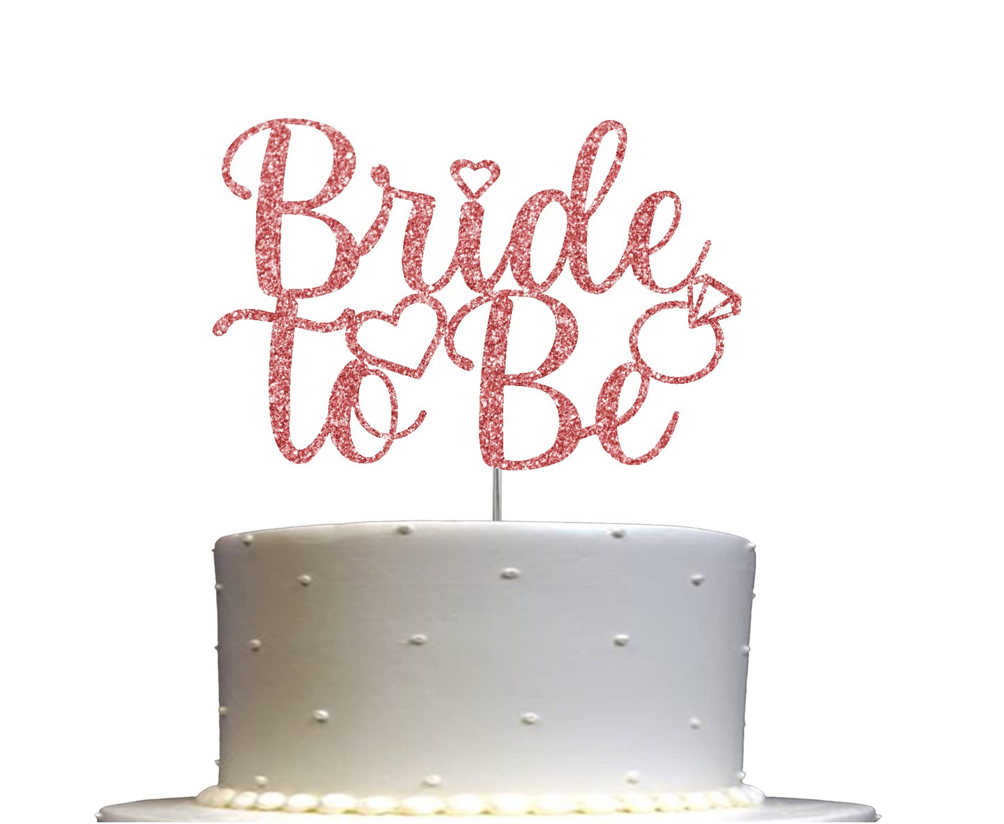 RokAPary Bride To Be Cake Topper, Acrylic Stick, Rose Gold Glitter, Model RCT271