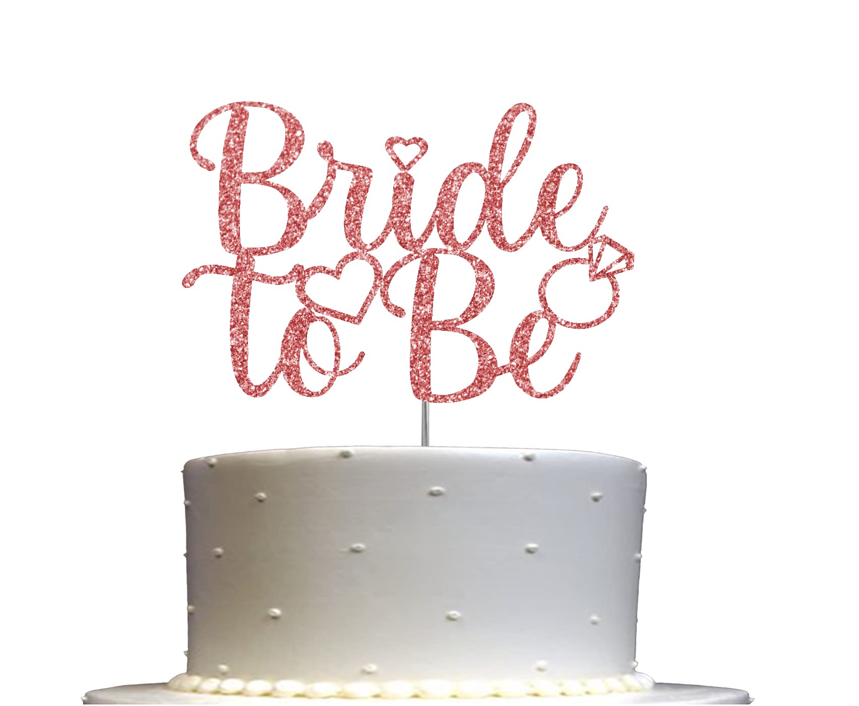 RokAPary Bride To Be Cake Topper, Acrylic Stick, Rose Gold Glitter, Model RCT271