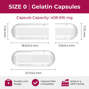 ATLEMISME Empty Gelatin compact pieces Size 0 - Clear - 100 Count - Kosher & Halal