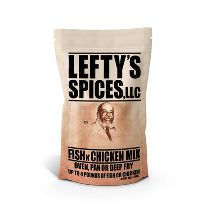 Leftys Original Fish N Chicken Mix | Air Fry and Oven Baked Seasoned Coating Mix for Fish, Chicken, Pork Chops, Shrimp and Veg