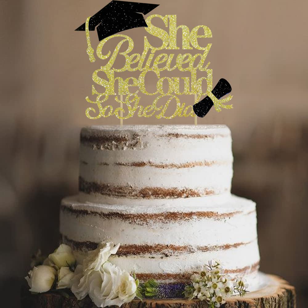 She Believed She Could So She Did Cake Topper For Graduation Decorations, 2024 Graduation Cake Topper, Congrats Grad 2024 Gradua