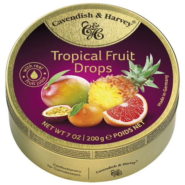 Cavendish & Harvey | Tropical Hard Candy Drops | 7 Ounce Tin