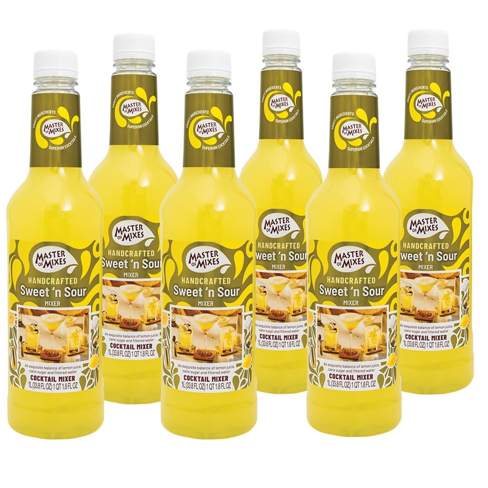 Master Of Mixes Sweet N Sour Lite Drink Mix  Ready To Use  1 Liter Bottle (33.8 Fl Oz)  Pack Of 6