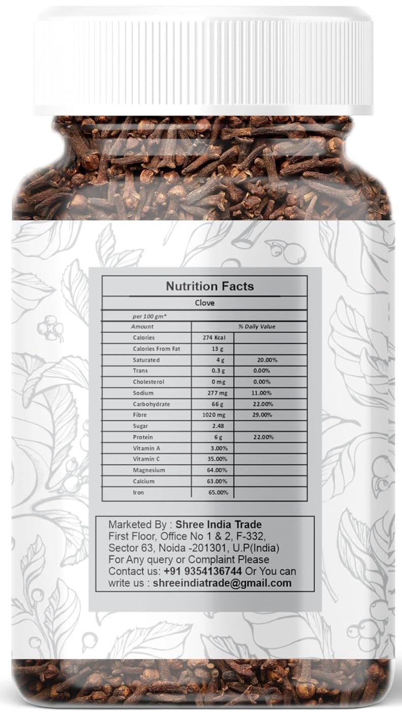AYURVEDASHREE Whole Cloves (Laung) 100GM - All Natural, Non-GMO, Vegan, Great for Food, Tea, Pomander Balls, and Potpourri