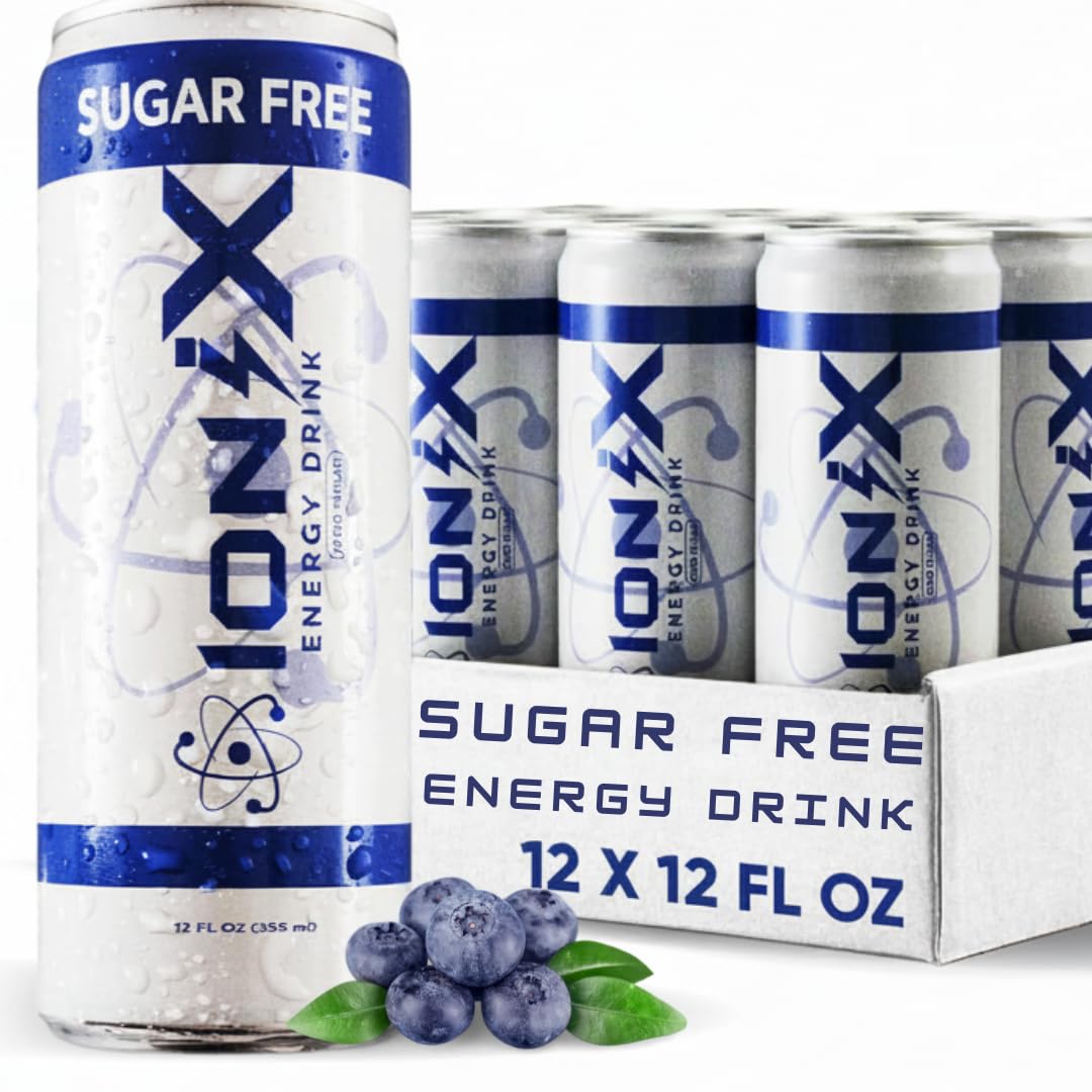 Zero Sugar Energy Drink - Ionix Nootropic Drink To Boost Focus And Mood With L-Theanine  Natural Green Tea Energy Blend  Vitamins & Prebiotic For Gut Health - 12 Fl Oz Cans (Pack Of 12)