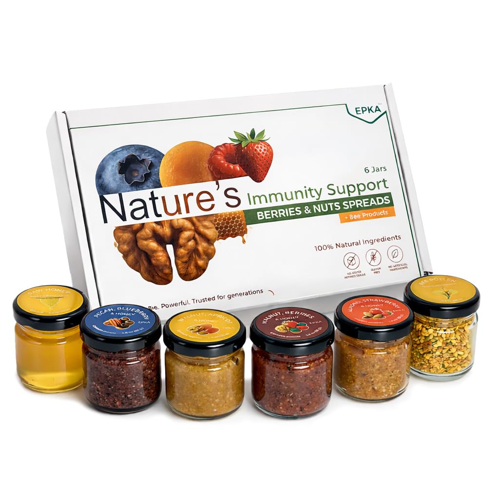 Epka Honey Spreads Variety Pack - Gourmet Berry & Nut Spreads Sampler Gift Set, Natural Sweet Treats with Berries, Nuts & Raw Ho