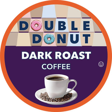 Double Donut Dark Roast Coffee Pods, Extra Bold Blend Coffee, Single Serve Coffee For Keurig K Cups Machines, Dark Roast Coffee