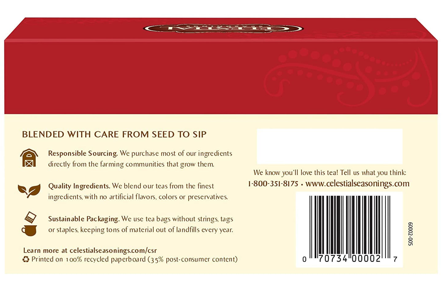 Celestial Seasonings Herbal Tea, Red Zinger, Caffeine-Free, 20 Bags per Pack, Pack of 2