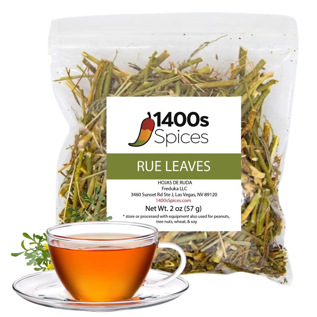 1400S SPICES 2oz Dried Rue Herb Leaves and Stalks, Ruda Seca en Hojas y Ramas