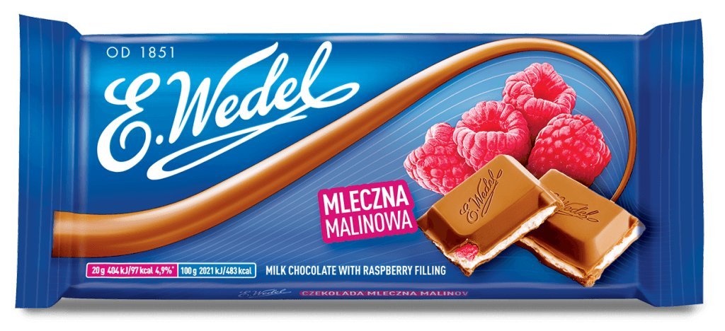 E.Wedel Milk Chocolate With Raspberry Filling  3.5 Ounce (Pack Of 5)