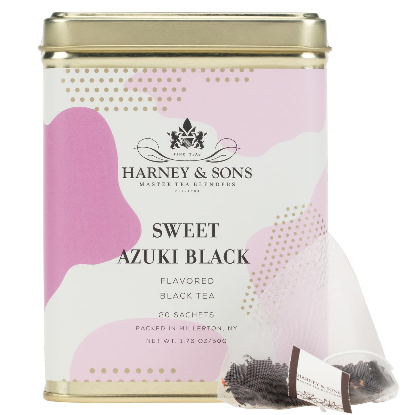 Harney & Sons Sweet Azuki Black Tea  Tin of 20 Sachets  Vanilla and Red Bean Flavored Blend