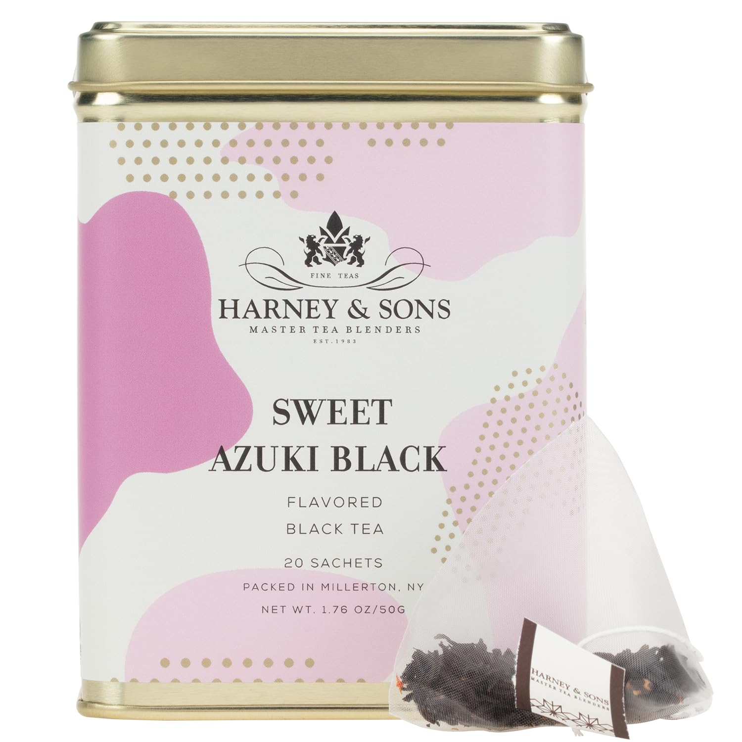 Harney & Sons Sweet Azuki Black Tea  Tin of 20 Sachets  Vanilla and Red Bean Flavored Blend