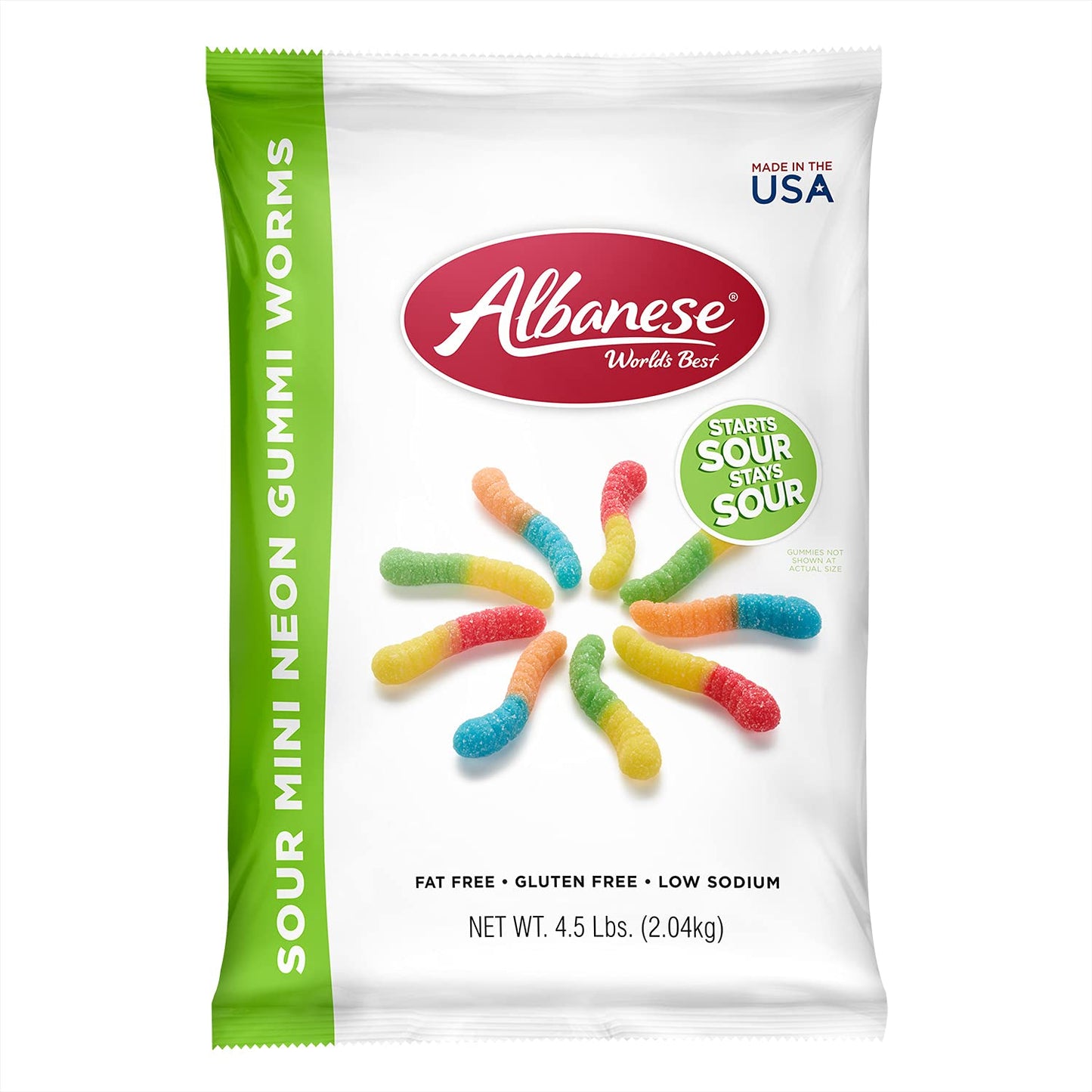 Albanese Sour Mini Neon Gummi Worms, 4.5lbs, Blue/Orange, Model 50124