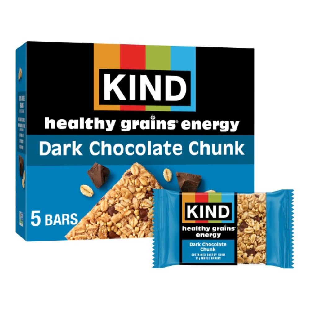 KIND Healthy Grains Energy Bars, Dark Chocolate Chunk, Gluten Free, 5 Ct, 7.1oz