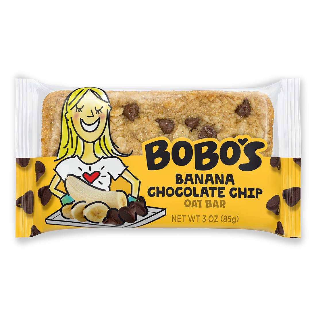 Bobos Oatmeal Bars, Banana Chocolate Chip, Gluten Free Vegan, Pack of 12, 3 Ounce