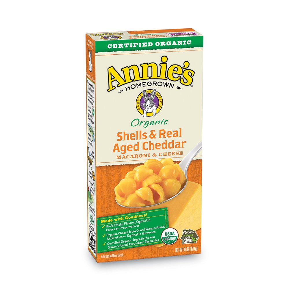 Annies Organic Macaroni & Cheese, Shells & Real Aged Cheddar, 12 Boxes, 6 oz. Each