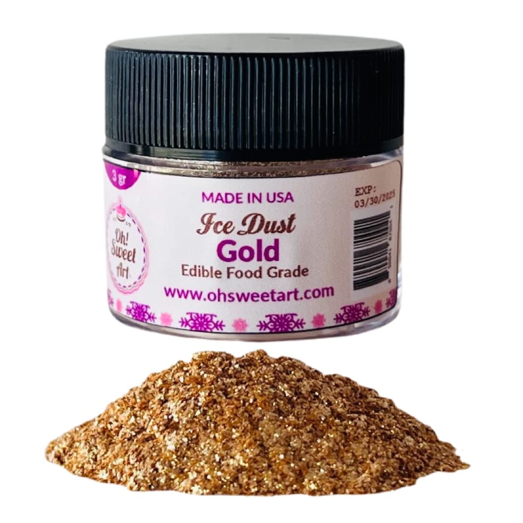 Oh! Sweet Art Edible Glitter - Gold Sparkle for Cakes & Cupcakes - 3 grams
