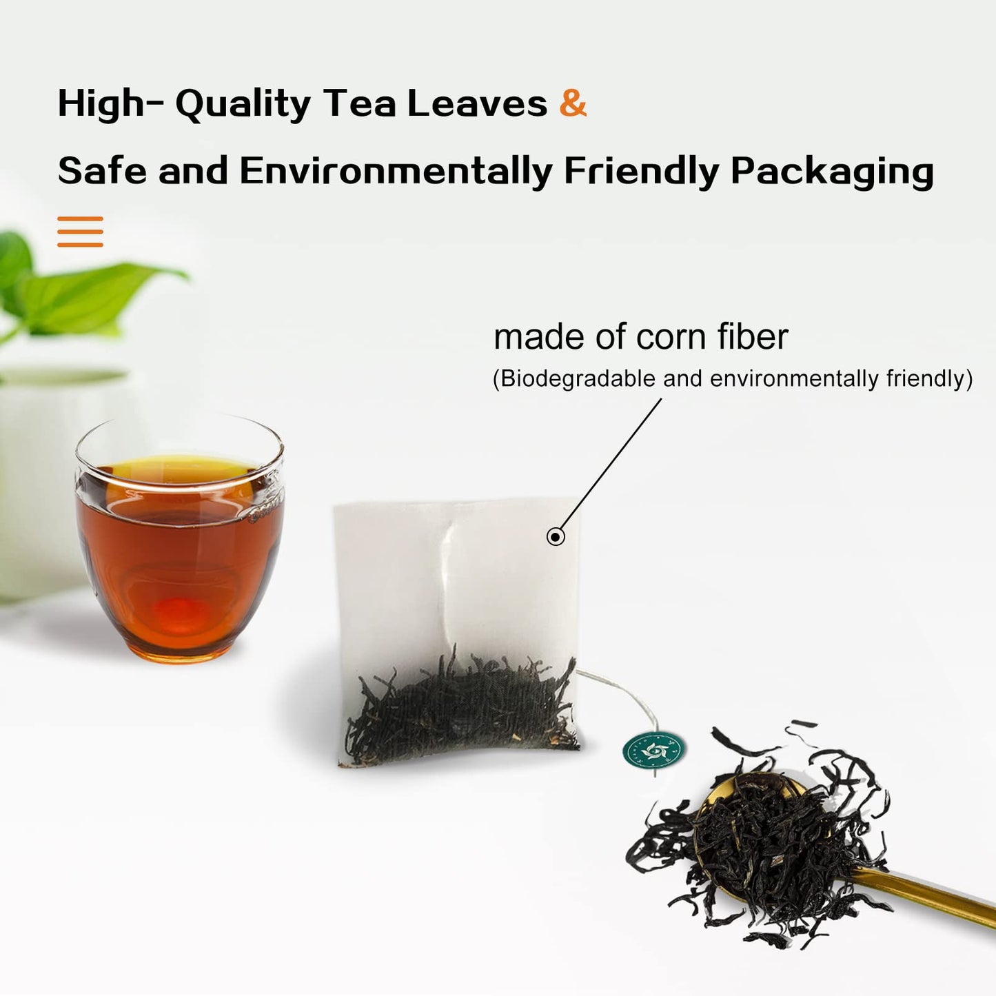 RIANTEA Organic Black Tea Bags - Low Caffeine, Premium Quality, Non-GMO, Biodegradable, Unsweetened, 100% Natural