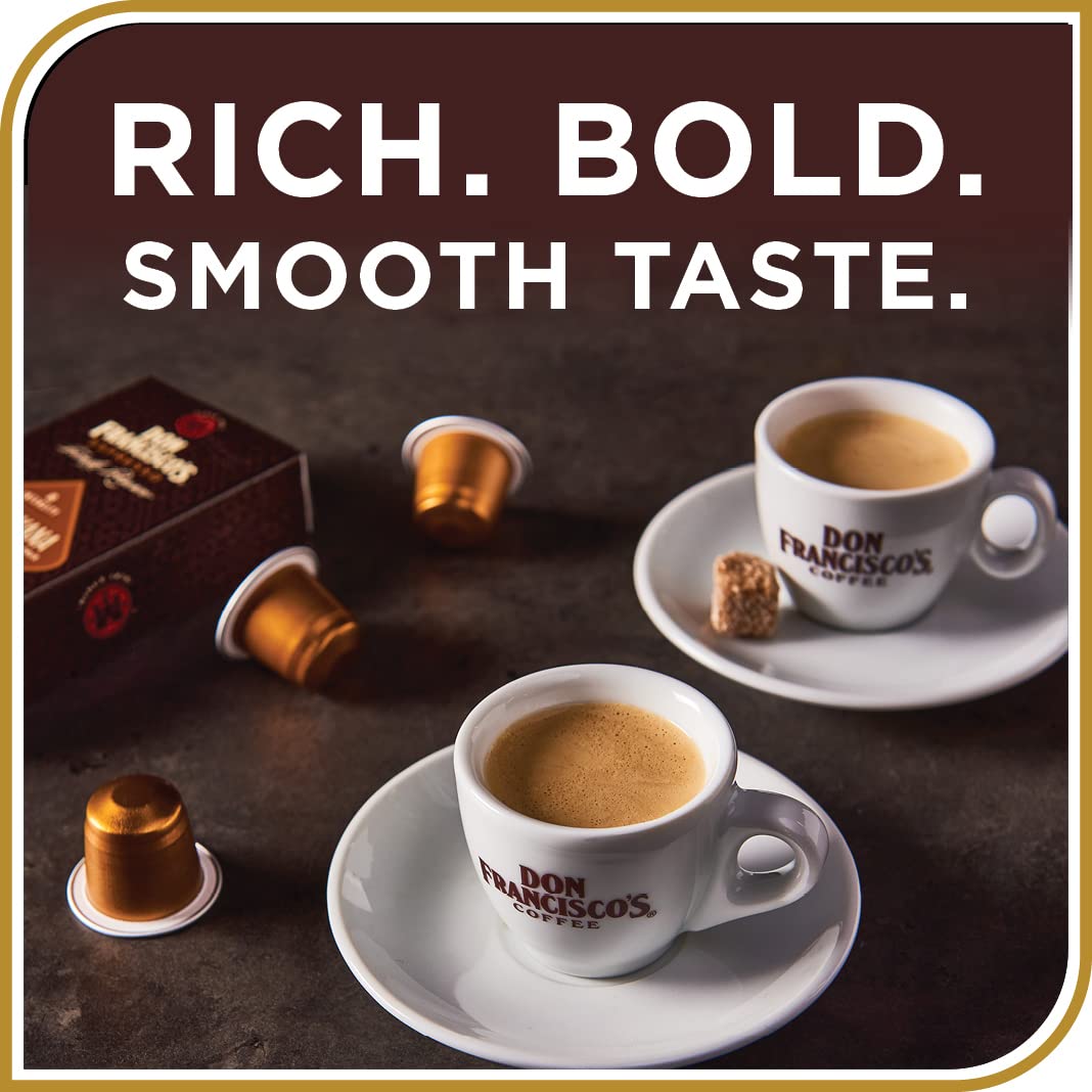 Don Franciscos Espresso Pods - 80 Recyclable Aluminum compact pieces, Intensity 8 Medium Dark Roast, Compatible with Nespresso Original Line
