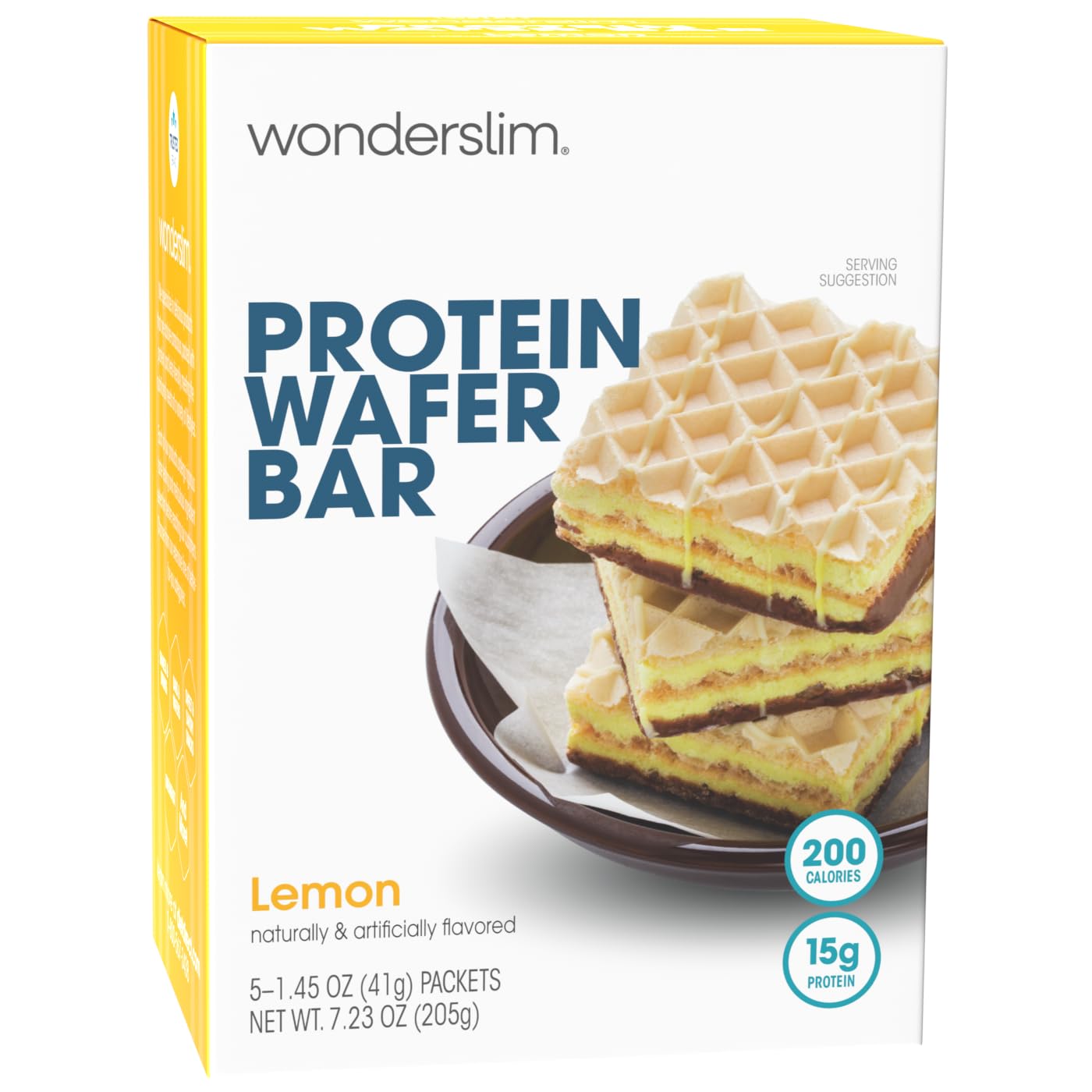 WonderSlim Protein Wafer Snack Bar  Lemon  200 Calories  15g Protein  0mg Cholesterol (5ct)
