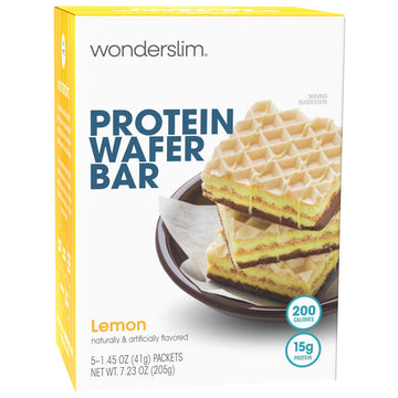 WonderSlim Protein Wafer Snack Bar  Lemon  200 Calories  15g Protein  0mg Cholesterol (5ct)