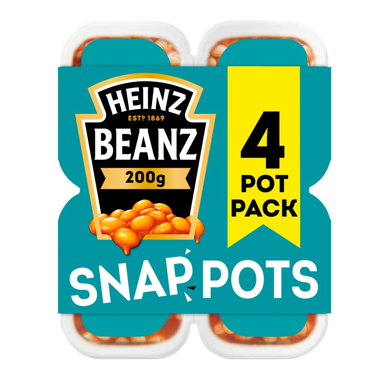 Heinz Beans Snap Pots, 4 Count, 800 G