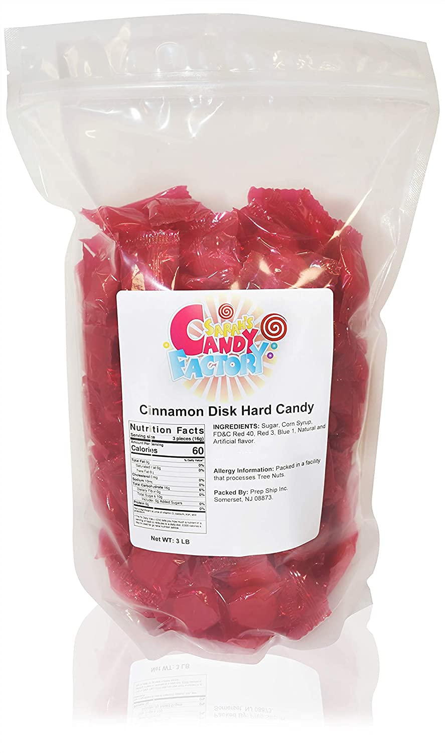 Sarah'S Candy Factory Cinnamon Disc Hard Candy In Resealable Bag, 3 Lbs