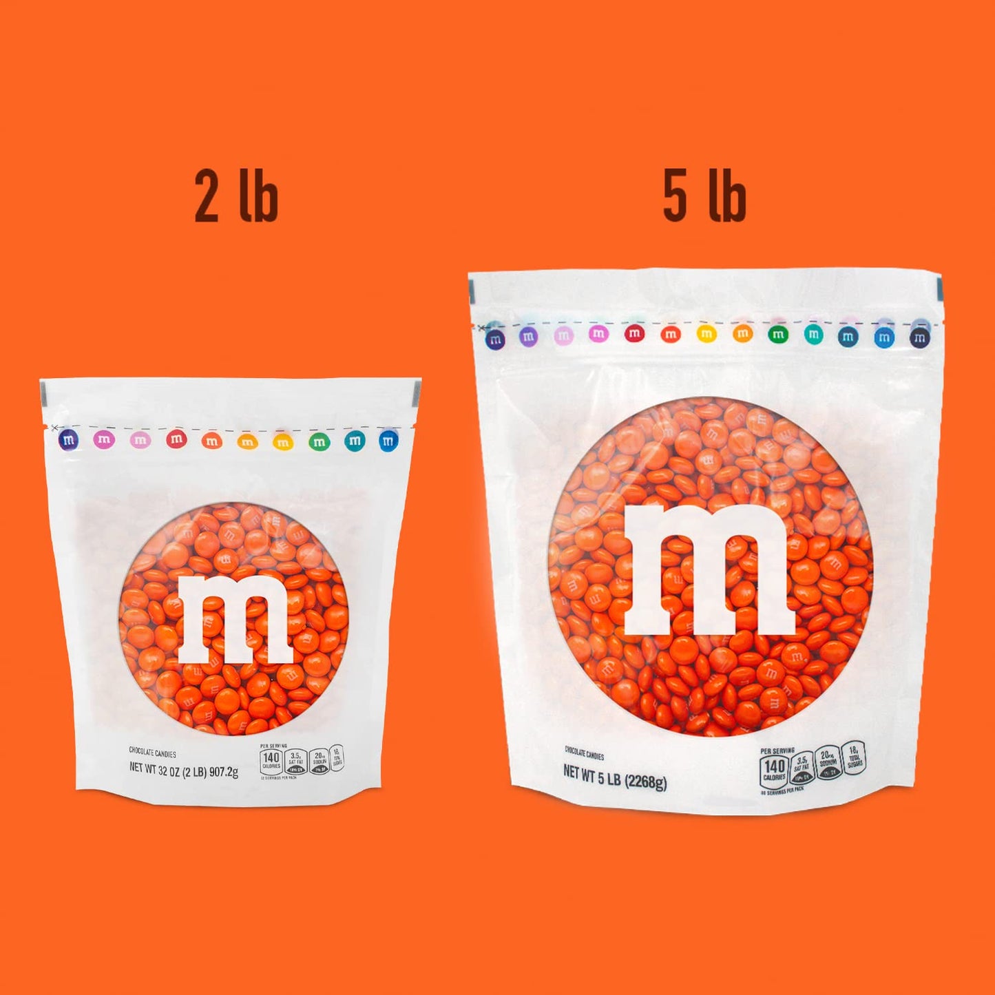M&Ms Orange Milk Chocolate Candy, 5Lbs Of M&M'S In Resealable Pack For Candy Bars, Halloween Trick Or Treat Favors, Birthday Par
