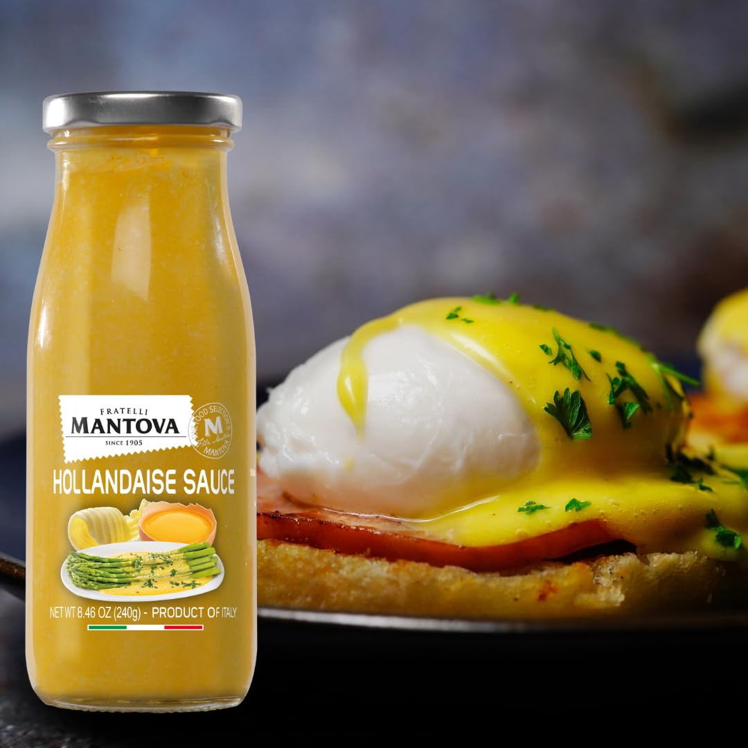 Mantova Hollandaise Sauce, 8.5Oz, Rich & Creamy, Perfect For Eggs Benedict, Vegetables, Meats (Pack Of 1)