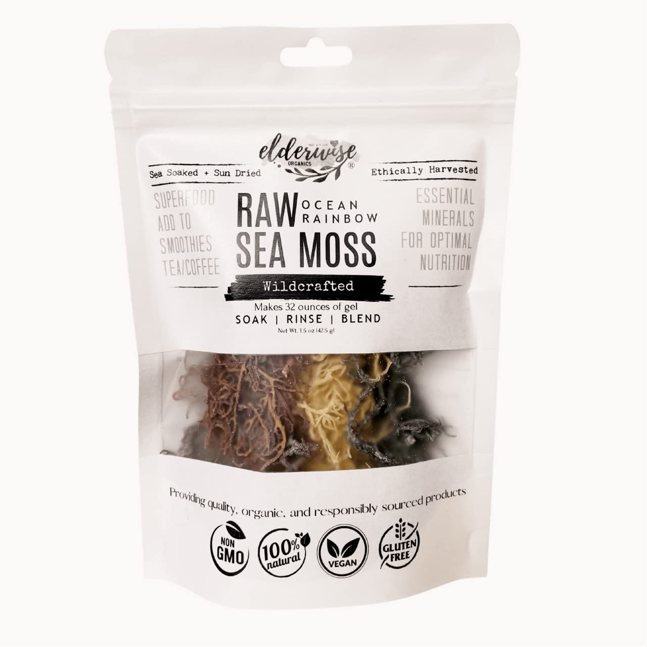 Sea Moss  Makes 32Oz Of Gel  Rainbow  Raw + Non Gmo  Sundried  Mineral Rich  Wildcrafted