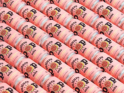Culture Pop Soda, Pink Grapefruit & Ginger, Probiotic Low Sugar Soda, Sparkling Juice Alternative, Non-Gmo, Kosher, Gluten-Free, No Stevia (12Pk)