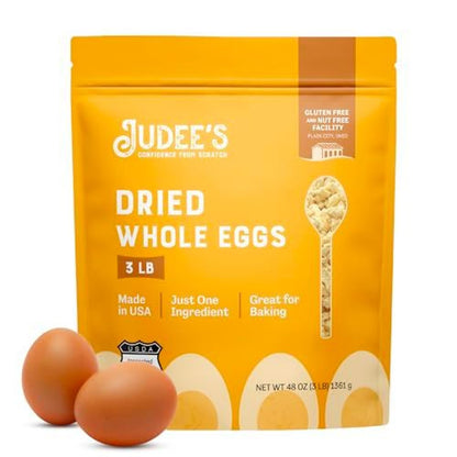 Judees Gluten Free Dried Whole Egg Powder 3 lbs - Baking Supplies - Delicious and 100% Gluten-Free - Great for Breakfast, Bakin