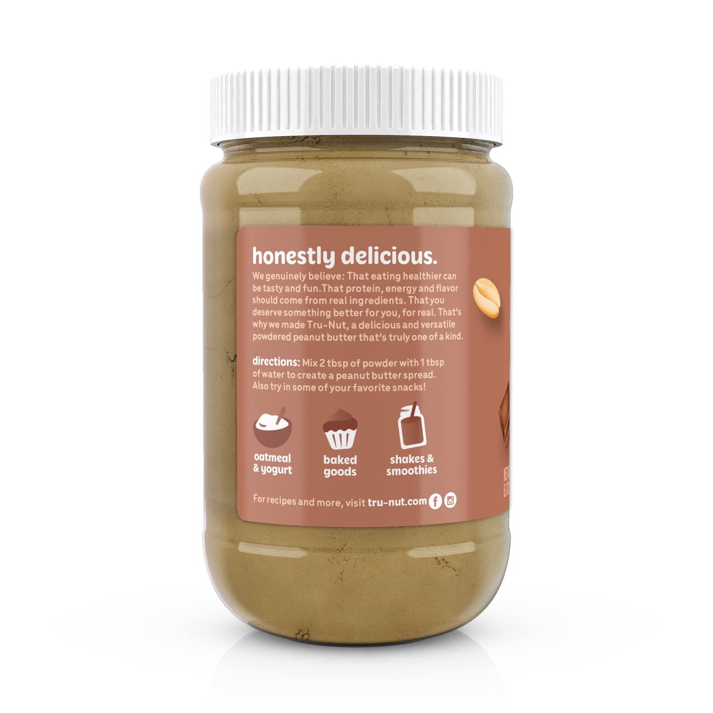 Tru-Nut - Chocolate Peanut Butter Powder - Healthy Peanut Butter, Vegan, 4G Of Protein, 50 Calories - Peanut Butter Chocolate Flavored - 6.7Oz
