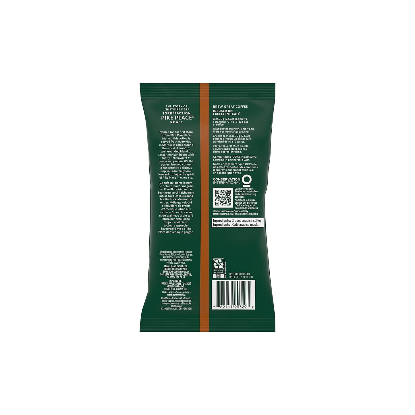 Starbucks, Sbk12411960, Pike Place Ground Coffee, 18 / Box