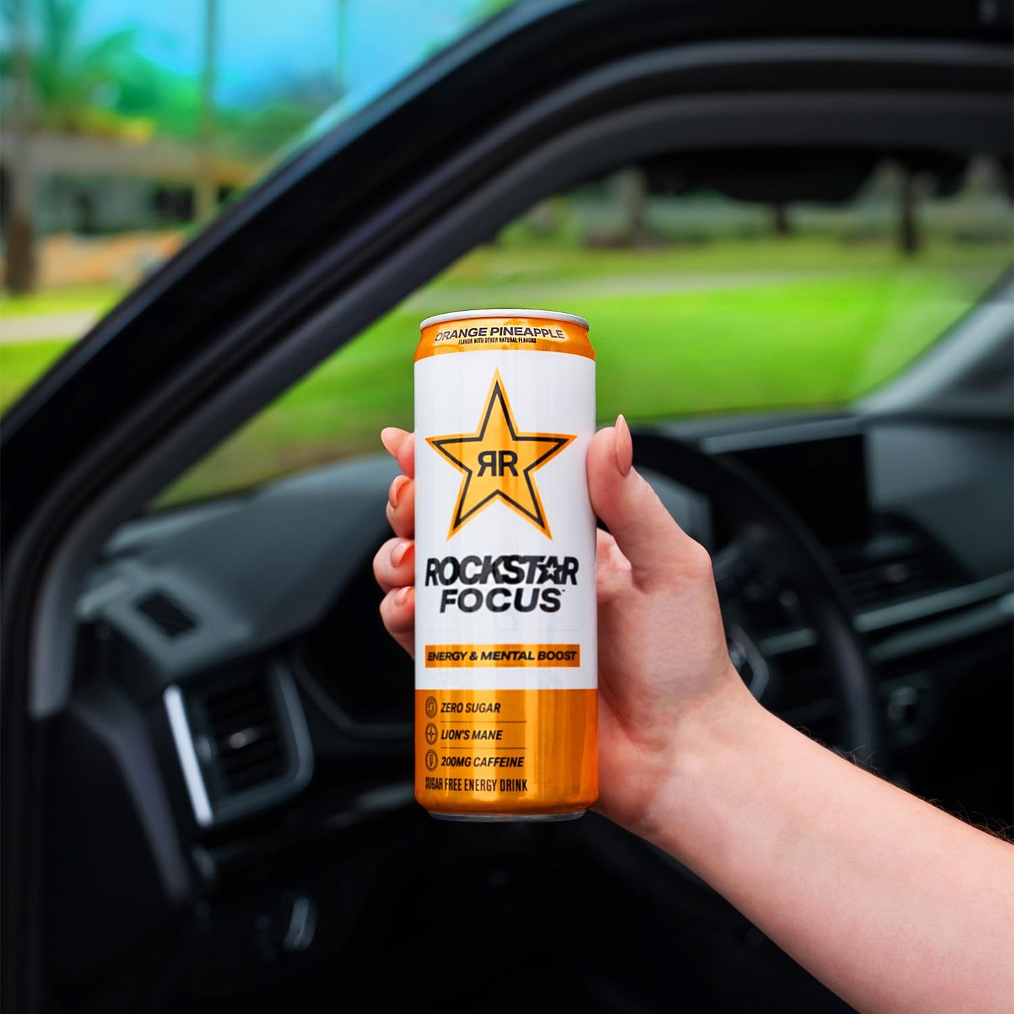 Rockstar Focus Energy Drink, Orange Pineapple, 12 Fl Oz Cans, Pack of 12