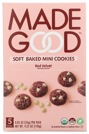 MadeGood Red Velvet Soft-Baked Cookies, 0.85oz Each, Organic Snacks